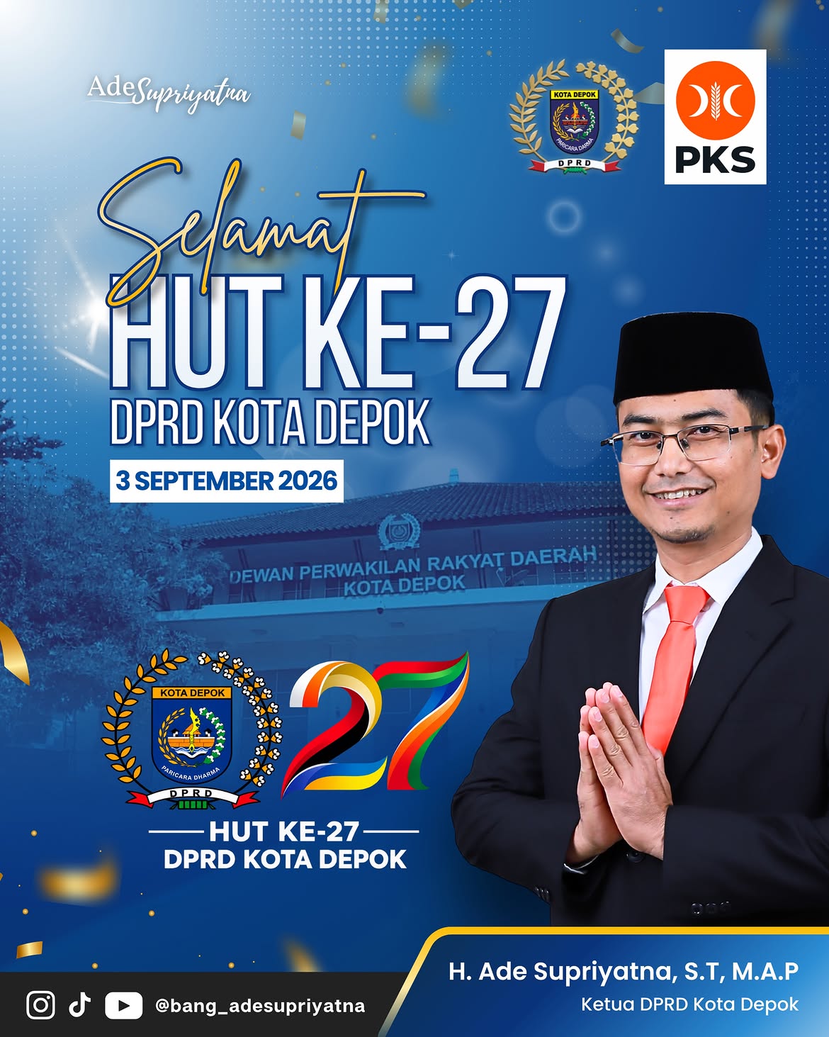Selamat HUT ke-27 DPRD Kota Depok.Di usia ke-27 tahun, semoga DPRD Kota Depok terus menjadi ruma