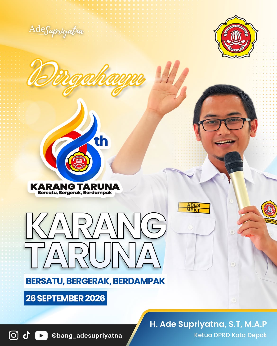 Dirgahayu Karang Taruna.Terus menjadi ruang tumbuh bagi generasi muda untuk berkarya, berkolabor